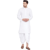 VASTRAMAY Men's White Cotton Kurta And Dhoti Set || Elegance for Holi & Eid Celebration_VASMK122WHnMDT015WH_36