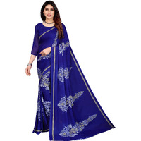 Yashika Womens Printed Georgette Saree With Blouse Piece(FLYING NAVY_Free Size)
