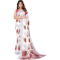 Yashika Women's Trendy Printed Georgette Red Color Saree with Blouse Material(NUTAN RED)