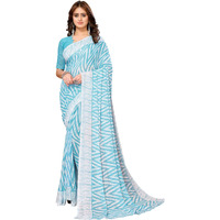 Yashika Women's Trendy Georgette Sky Blue Color Saree with Blouse Material(PAMMI SKY BLUE)