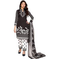 Yashika Women's Printed Dress Material - Unstitched Crepe Fabric Kurti, Pants & Dupatta Set (AZ-YS-P1-PRISHA BLACK)