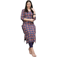 ANNI DESIGNER Women's Cotton Blend Straight Printed Kurta with Pant (Kismis Blue_XXL_Blue_XX-Large)