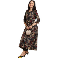 ANNI DESIGNER Women's Rayon Blend Straight Fit Anarkali Printed Kurta with Pant (Allgood Black_M_Black_Medium)