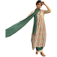 ANNI DESIGNER Women's Cotton Blend Anarkali Printed Kurta with Pant & Dupatta (TOKI White-NW_M_White_Medium)