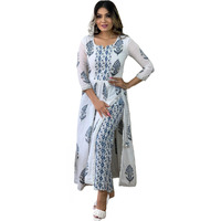 ANNI DESIGNER Women's Rayon Printed Straight Kurta with Pant (Putli White_L_White_Large)