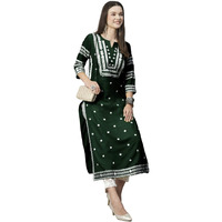 ANNI DESIGNER Women's Cotton Blend Chikankari Embroidered Straight Kurta (STHO-Dark Green-NW_M_Dark Green_Medium)