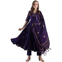 ANNI DESIGNER Women's Rayon Blend Anarkali Printed Kurta with Pant & Dupatta (Berlin BEGANI-VKS05_XXL_Begani_XX-Large)