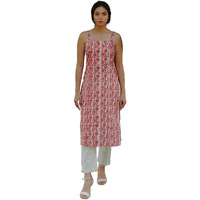 ANNI DESIGNER Women's Rayon Blend Straight Printed Kurta (KMG RED_XXL_Red_XX-Large)