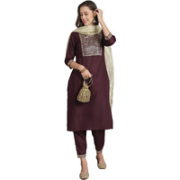 KLOSIA Women Embroidery Kurta and Pant set with Dupatta (X-Large)