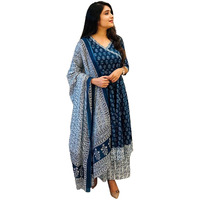 KLOSIA Women's Anarkali Kurta Pant and Dupatta Set (X-Large) Blue
