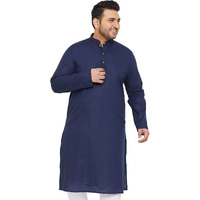 VASTRAMAY Plus Mens Cotton Blend Navy Blue Kurta - Timeless Elegance for Festivals & Events_VPLUSMK007NB_46