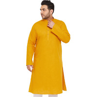 VASTRAMAY Plus Mens Cotton Blend Mustard Kurta - Timeless Elegance for Festivals & Events_VPLUSMK007MD_54
