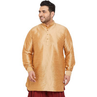 VASTRAMAY Plus Men's Rose Gold Silk Blend Kurta (VPLUSMUK001RG_48)
