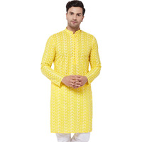 VASTRAMAY Regular Men's Mustard Pure Cotton Kurta (VASMK094MD_42