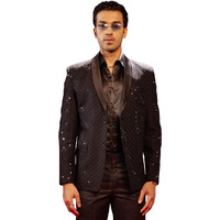 VASTRAMAY Men's Black Schiffli Blazer - S_VASMCT024BL_36