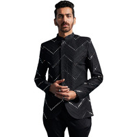 VASTRAMAY Mirror Work Embellished Viscose Jodhpuri Coat for Men  Stylish Ethnic Wear for Weddings & Special Occasions Purple