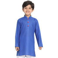 VASTRAMAY Boys' Solid Cotton Blue Kurta