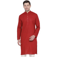 VASTRAMAY Men Maroon Cotton Only Kurta (VASMK007MA_42)