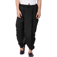 VASTRAMAY Mens Cotton Silk Dhoti (Black_VASMDTBL_42)