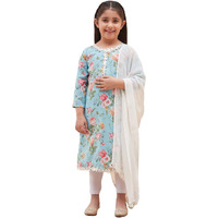 VASTRAMAY Girls' Aqua and White Kurta, Leggings & Dupatta Set_VASGK006AQnGL01WHnD_24