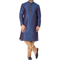 VASTRAMAY VM Mens Silk Blend Egyptian Blue Kurta Pyjama Set - Classic Ethnic Attire for Timeless Style and Cultural Celebrations_VASMK023BUnPRG_36