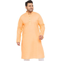 VASTRAMAY Plus Mens Cotton Blend Fawn Kurta - Timeless Elegance for Festivals & Events_VPLUSMK007FN_48