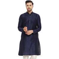 VASTRAMAY Men's Cotton Silk Blend Kurta-New Navy Blue
