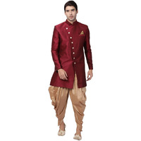 VASTRAMAY Men's Maroon Silk Blend Sherwani Set_VASMIW005MAnCDRG_44