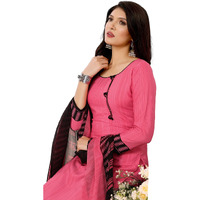 Yashika Women's Printed Dress Material - Unstitched Crepe Fabric Kurti, Pants & Dupatta Set (AZ-YS-P4-NILU PINK), Customizable Length