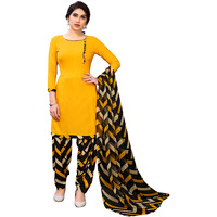 Yashika Women Crepe Salwar Suit Material (Malvika Yellow_Yellow_Free Size)