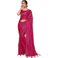 Yashika Women's Woven Chiffon Latest Black Rangoli Fabric Saree with Lace and Blouse Material (AZ-YS-P1-SWARNA-TANIKSHA-Parent-NEW_Pink)