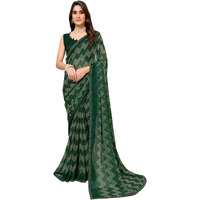 Yashika Women's Woven Latest Georgette and Hot Fix Lace Saree with Unstitched Blouse Material (AZ-YS-P1-BANDANA-Parent_Green)