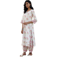 Yashika Women's Floral Regular Kurta Elegance Meets Comfort in Style Stay Comfortable Yet Stylish with Our Cotton Blend Kurti Pant Sets (AZ-YS-OG-KS2145-Parent_Pink_M)