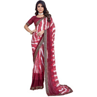Yashika Women's Beautifull Printed Jacquard Lace Georgette Saree with Blouse Material||Maroon Coloured Georgette Saree||AZ-YS-P1-STYLISH MAROON