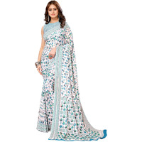 Yashika Women's Trendy Georgette Sky Blue Color Saree with Blouse Material(JUNALI SKY BLUE)