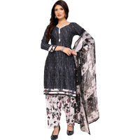 Yashika Women's Printed Dress Material - Unstitched Crepe Fabric Kurti, Pants & Dupatta Set (AZ-YS-P1-ABHILASHA BLACK)