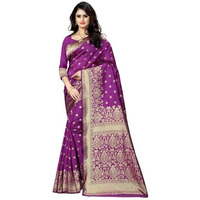 Yashika Women's Zari Woven Cotton Silk Jacquard Saree with Unstitched Blouse Material (AZ-YS-OG1-JESSY Purple
