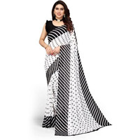Yashika Womens Georgette Printed Saree With Blouse Piece(ZHILMIL BLACK_N_Free Size)