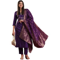 ANNI DESIGNER Women's Rayon Blend Straight Embroidered Kurta with Pant & Dupatta (MANUSHI BEGANI-VKS03_4XL_Begani_XXXX-Large)
