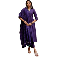 ANNI DESIGNER Women's Rayon Blend Solid Anarkali Kurta with Pant & Dupatta (BHAGVATH BEGANI_M_Begani_Medium)