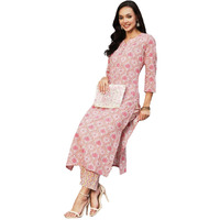 ANNI DESIGNER Women's Cotton Blend Printed Straight Kurta with Pant (Achu Pink_XXL_Pink_XX-Large)