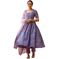 ANNI DESIGNER Women's Rayon Blend Printed Anarkali Kurta with Pant & Dupatta (MYTEE Multi_XXL_Multicolor_XX-Large)