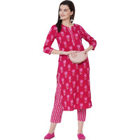ANNI DESIGNER Women's Cotton Straight Kurta with Palazzo (KUR112_XXL_Grey_XX-Large)
