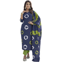 ANNI DESIGNER Women's Rayon Blend Straight Printed Kurta with Pant & Dupatta (Sumitra Blue-FNW_S_Blue_Small)
