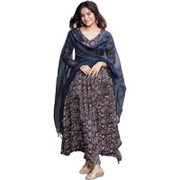 ANNI DESIGNER Women's Rayon Blend Anarkali Printed Kurta with Pant & Dupatta (Tugunta Blue_XXL_Blue_XX-Large)