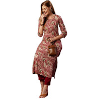 ANNI DESIGNER Women's Cotton Blend Straight Printed Kurta with Pant (Rajrita Maroon-NW_M_Maroon_Medium)