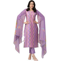 ANNI DESIGNER Women's Rayon Blend Straight Printed Kurta with Pant & Dupatta (Zaggu Purple-NW_XL_Purple_X-Large)