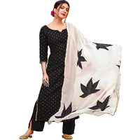 ANNI DESIGNER Women's Handpainted Suit Set (TAE Rayon Black_S)