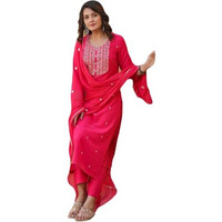 ANNI DESIGNER Women's Rayon Blend Embroidered Straight Kurta with Pant & Dupatta (Kasturi Pink-NW_XL_Pink_X-Large)