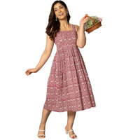 ANNI DESIGNER Women's Cotton Blend A-Line Printed Dress (VK11 Red-Nw_M_Red_Medium)